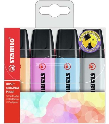 ESTUCHE FLUORESCENTE STABILO BOSS PASTEL 4 UNIDADES