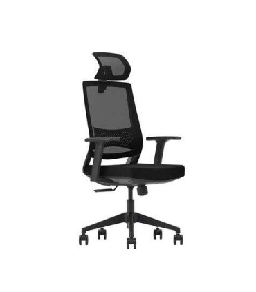 SILLA DE OFICINA CROMAD SENIOR SE1000 NEGRA - RESPALDO MALLA - SOPORTE LUMBAR Y CERVICAL