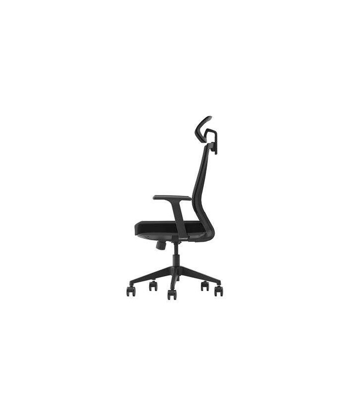 SILLA DE OFICINA CROMAD SENIOR SE1000 NEGRA - RESPALDO MALLA - SOPORTE LUMBAR Y CERVICAL