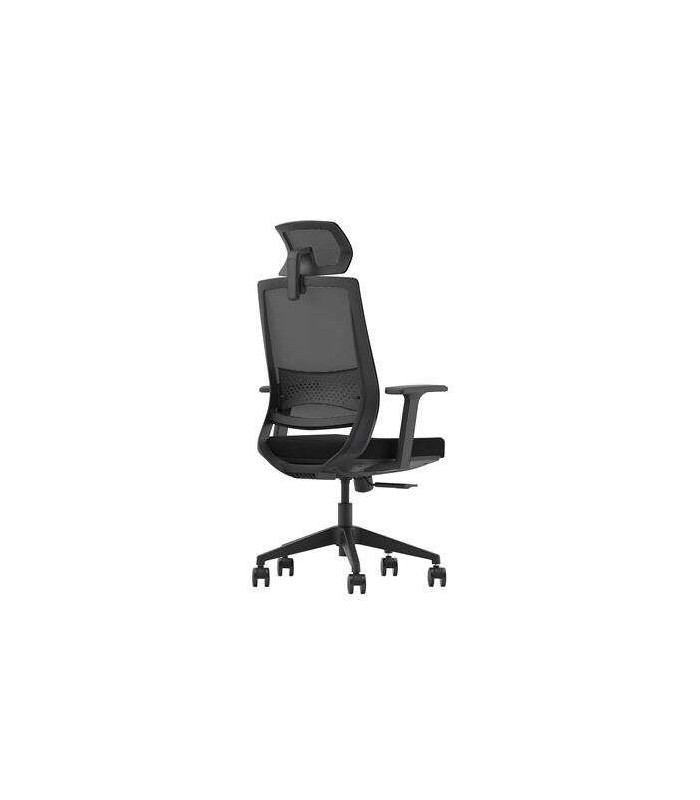 SILLA DE OFICINA CROMAD SENIOR SE1000 NEGRA - RESPALDO MALLA - SOPORTE LUMBAR Y CERVICAL