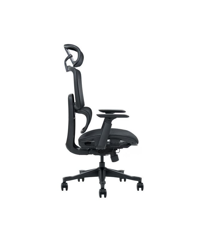 SILLA DE OFICINA CROMAD SE1400 NEGRA - REPOSACABEZAS Y RESPALDO REGULABLES - RUEDAS NAILON