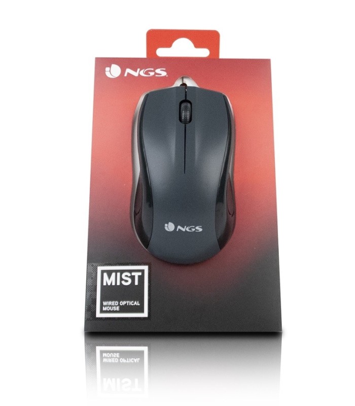RATON CON CABLE USB NGS MIST NEGRO - 3 BOTONES - USO AMBIDIESTRO