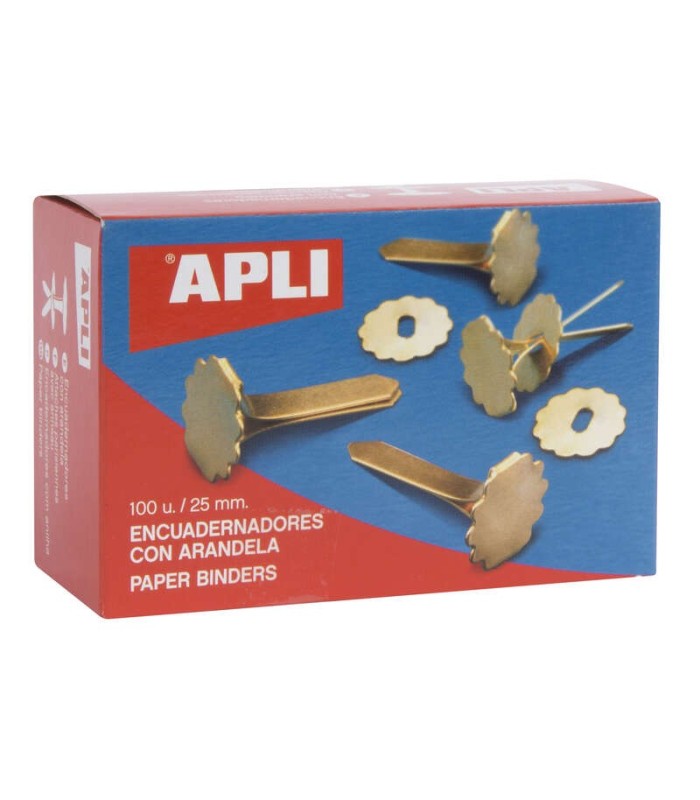 ENCUADERNADORES METALICOS APLI CON ARANDELA 25mm - CAJA 100 UNIDADES