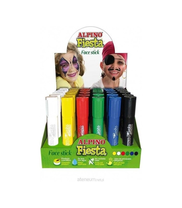 EXPOSITOR 36 BARRAS PINTURA FACIAL FACE STICK ALPINO - TESTADO DERMATOLOGICAMENTE