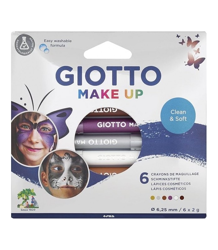 LAPICES COSMETICOS GIOTTO MAKE UP METALLIC PACK 6 COLORES - TESTADO DERMATOLOGICAMENTE