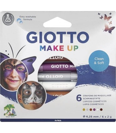 LAPICES COSMETICOS GIOTTO MAKE UP METALLIC PACK 6 COLORES - TESTADO DERMATOLOGICAMENTE