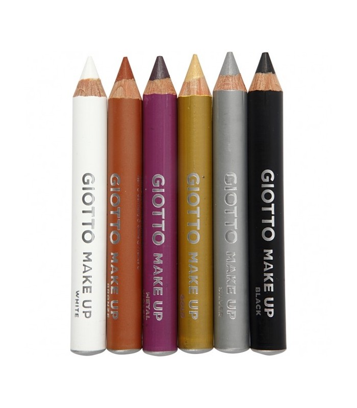 LAPICES COSMETICOS GIOTTO MAKE UP METALLIC PACK 6 COLORES - TESTADO DERMATOLOGICAMENTE