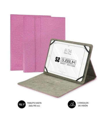 FUNDA UNIVERSAL PARA TABLET SUBBLIM 11&quot; ROSA - CIERRE MAGNETICO - SOPORTE ANTIDESLIZANTE