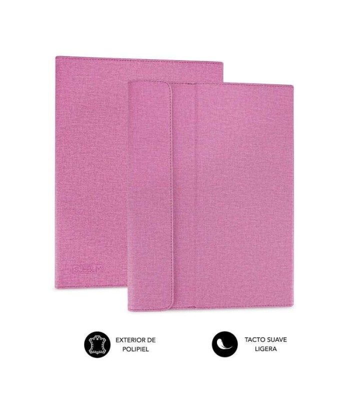 FUNDA UNIVERSAL PARA TABLET SUBBLIM 11" ROSA - CIERRE MAGNETICO - SOPORTE ANTIDESLIZANTE