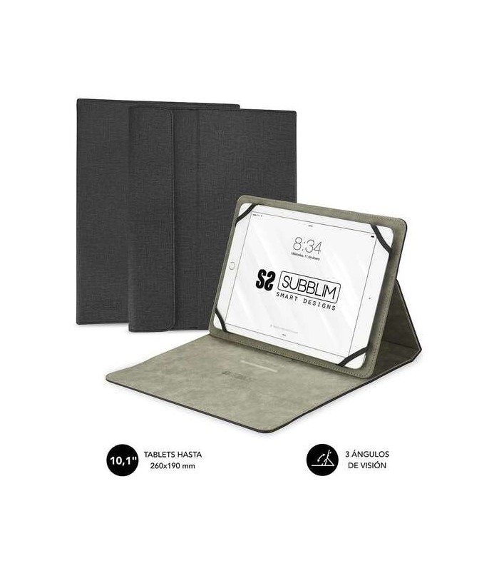 FUNDA UNIVERSAL PARA TABLET SUBBLIM 11" NEGRA - CIERRE MAGNETICO - SOPORTE ANTIDESLIZANTE