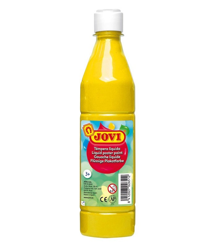 TEMPERA LIQUIDA AMARILLA JOVI 500ml - LAVABLE -COLORES MEZCLABLES