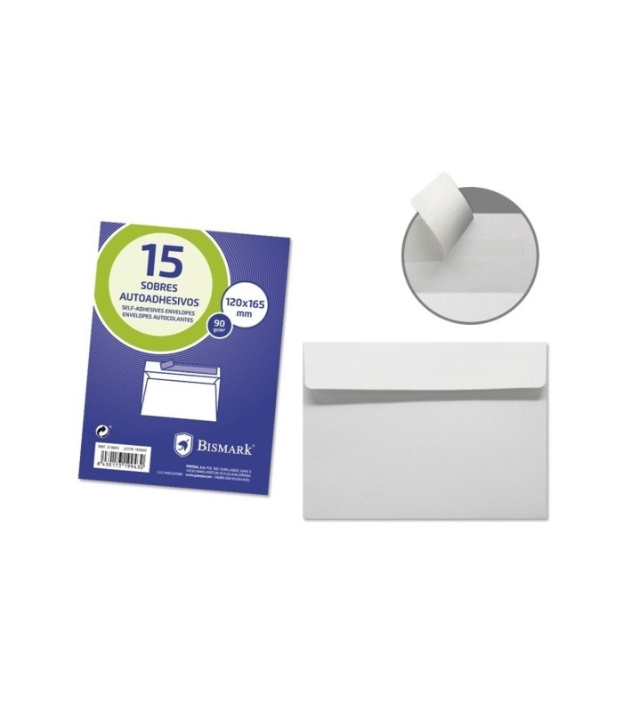 SOBRE COMERCIAL AUTOADHESIVO BISMARK PACK 15 UNIDADES - MEDIDAS 120x165mm