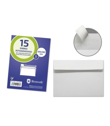 SOBRE COMERCIAL AUTOADHESIVO BISMARK PACK 15 UNIDADES - MEDIDAS 120x165mm