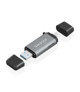 LECTOR DE TARJETAS AISENS USB Y USB-C 3 1 GRIS - COMPATIBLE CON SD, MICRO SD, MMC, RS-MMC