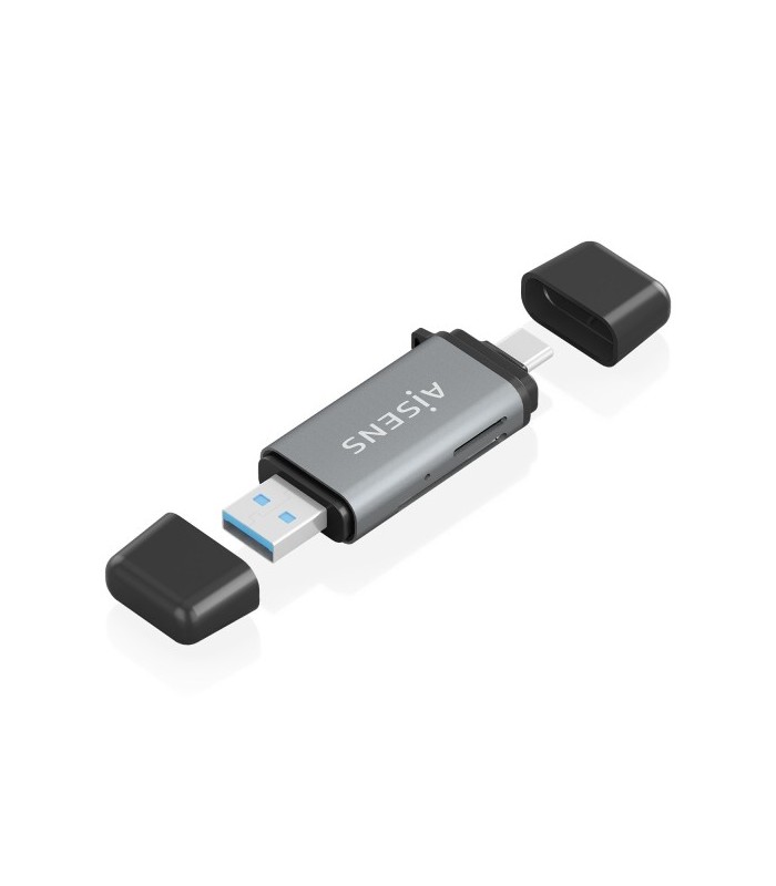 LECTOR DE TARJETAS AISENS USB Y USB-C 3 1 GRIS - COMPATIBLE CON SD, MICRO SD, MMC, RS-MMC