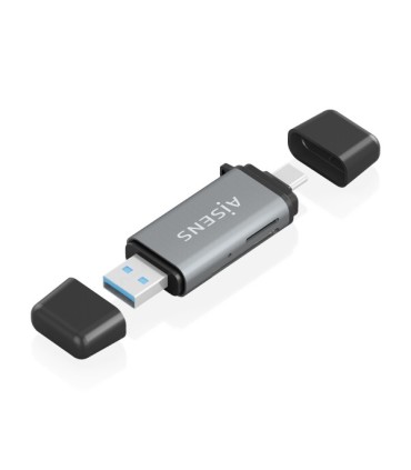 LECTOR DE TARJETAS AISENS USB Y USB-C 3 1 GRIS - COMPATIBLE CON SD, MICRO SD, MMC, RS-MMC 