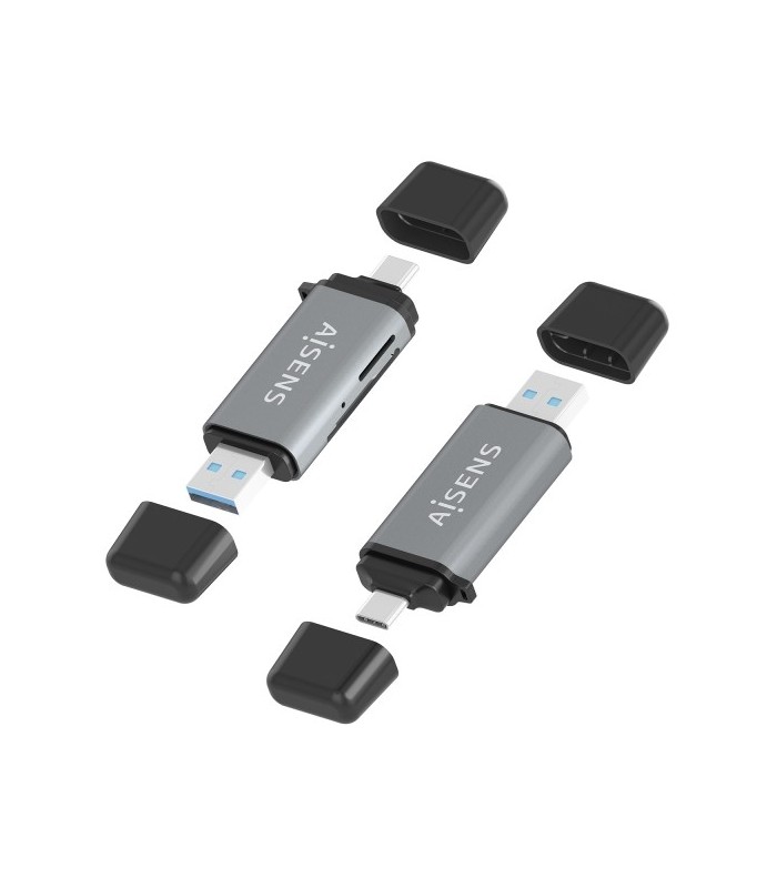 LECTOR DE TARJETAS AISENS USB Y USB-C 3 1 GRIS - COMPATIBLE CON SD, MICRO SD, MMC, RS-MMC
