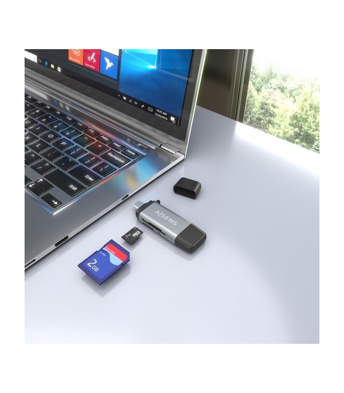 LECTOR DE TARJETAS AISENS USB Y USB-C 3 1 GRIS - COMPATIBLE CON SD, MICRO SD, MMC, RS-MMC