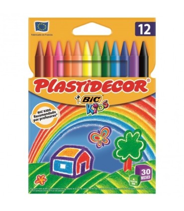 CERAS BIC PLASTIDECOR CAJA 12 COLORES