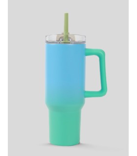 TAZA VIAJE TERMO IDRINK 1200ML VERDE Y AZUL MANTIENE FRIO 24 HORAS CALOR 10 HORAS SIN BPA