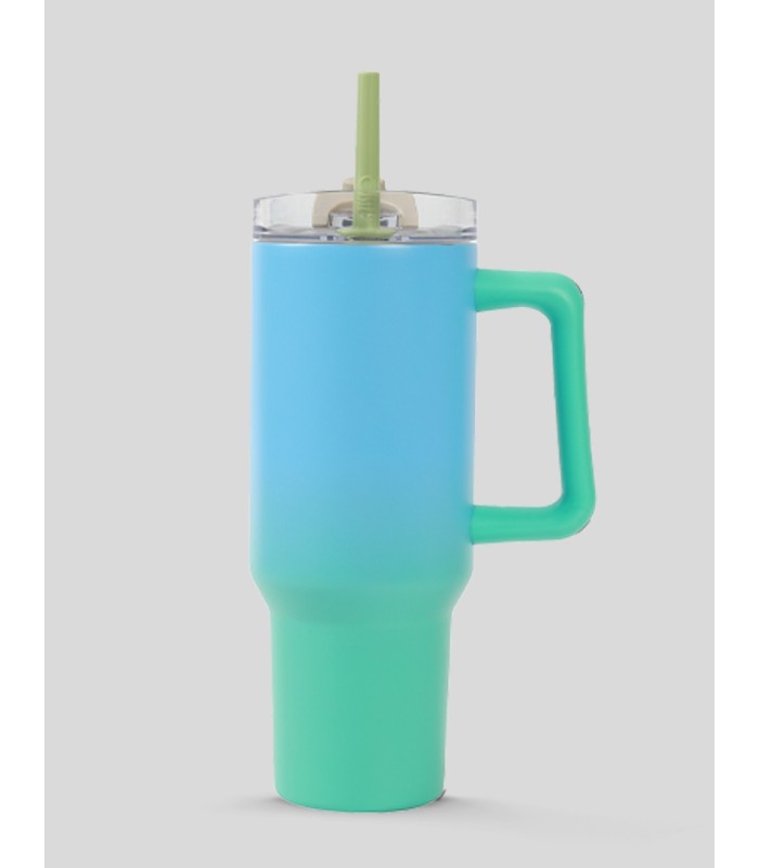 TAZA VIAJE TERMO IDRINK 1200ML VERDE Y AZUL MANTIENE FRIO 24 HORAS CALOR 10 HORAS SIN BPA