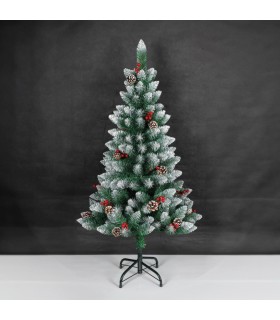 ARBOL DE NAVIDAD ARTIFICIAL EFECTO NIEVE CON ACEBO Y PIÑAS HAUR GSC 1 8 METROS 494 RAMAS