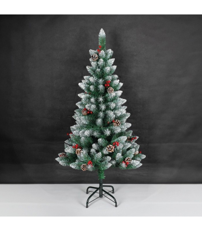 ARBOL DE NAVIDAD ARTIFICIAL EFECTO NIEVE CON ACEBO Y PIÑAS HAUR GSC 1 8 METROS 494 RAMAS