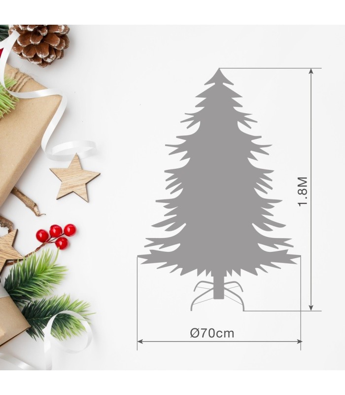 ARBOL DE NAVIDAD ARTIFICIAL EFECTO NIEVE CON ACEBO Y PIÑAS HAUR GSC 1 8 METROS 494 RAMAS