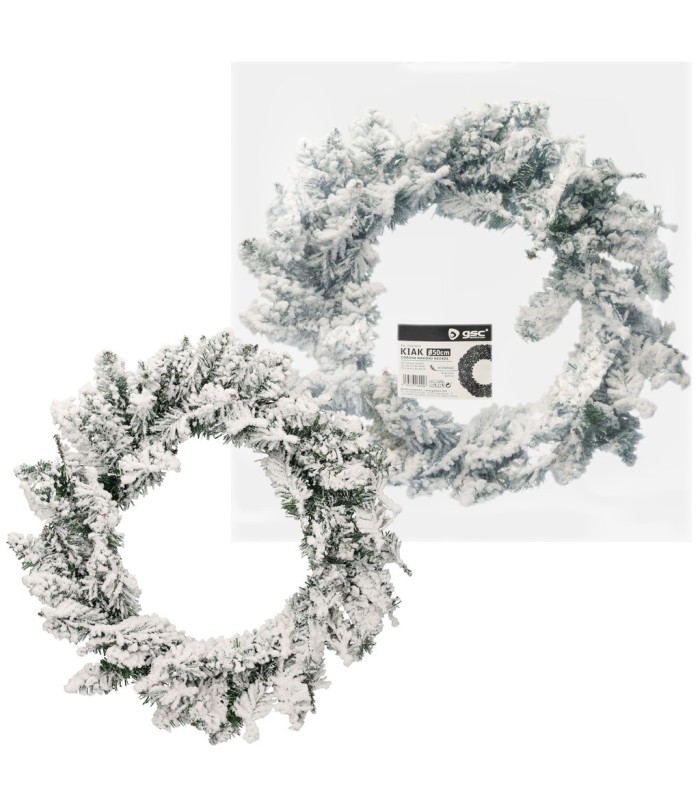 CORONA DE NAVIDAD NEVADA KIAK GSC Ø50cm 80 RAMAS