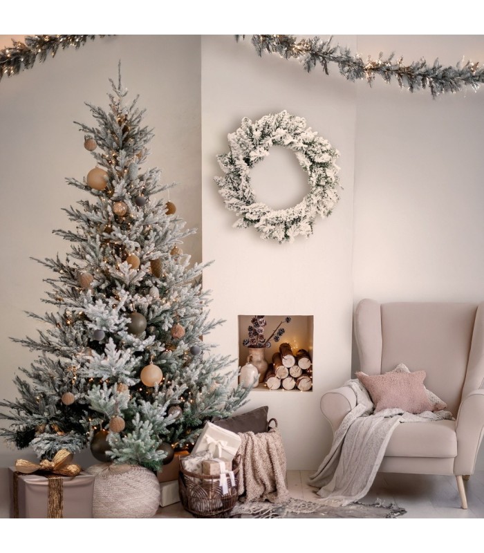 CORONA DE NAVIDAD NEVADA KIAK GSC Ø50cm 80 RAMAS