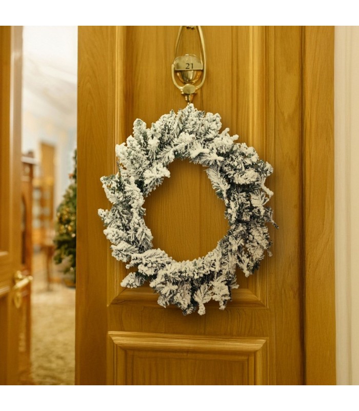 CORONA DE NAVIDAD NEVADA KIAK GSC Ø50cm 80 RAMAS