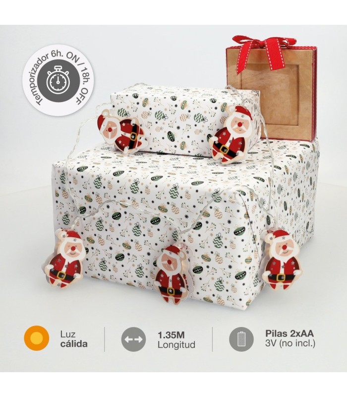 GUIRNALDA LED PAPA NOEL GSC 1 35 METROS - LUZ CALIDA - FUNCIONA A PILAS