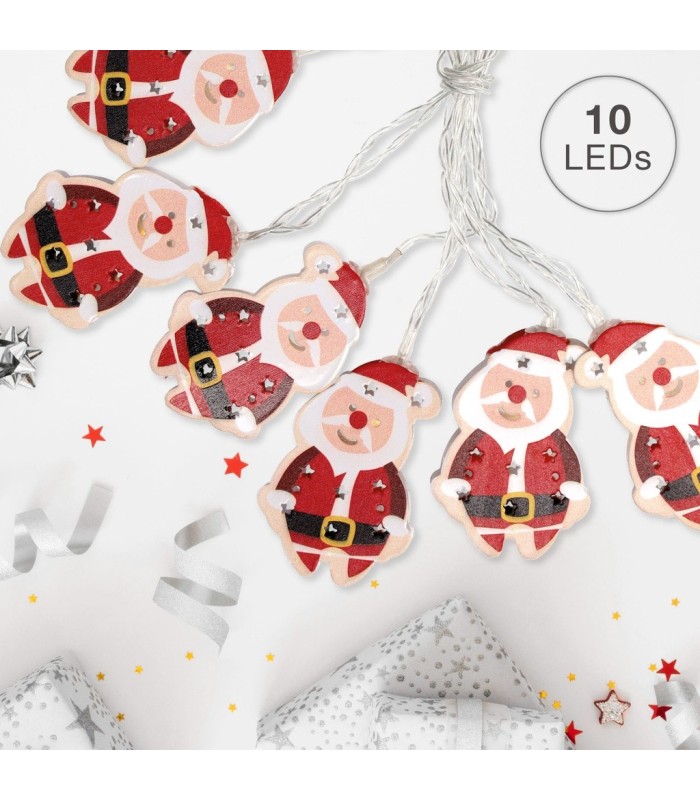 GUIRNALDA LED PAPA NOEL GSC 1 35 METROS - LUZ CALIDA - FUNCIONA A PILAS