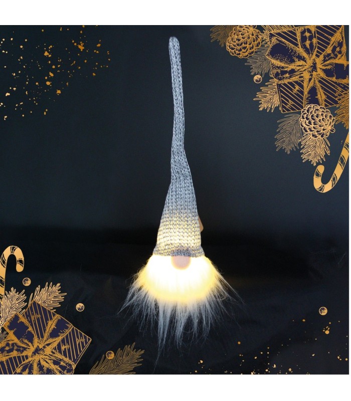 GNOMO DE NAVIDAD LED COLGANTE GELBIN 26cm GSC GRIS
