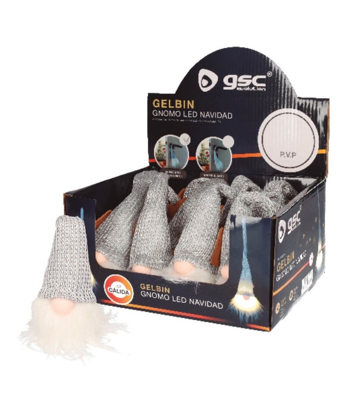 GNOMO DE NAVIDAD LED COLGANTE GELBIN 26cm GSC GRIS