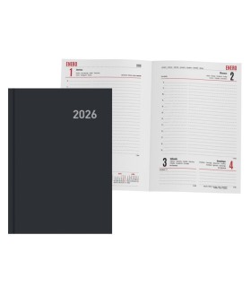 AGENDA PARIS DIA PAGINA 15x21cm NEGRA 2026