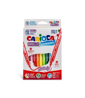 ROTULADORES BIRELLO DOBLE PUNTA CARIOCA 12 COLORES