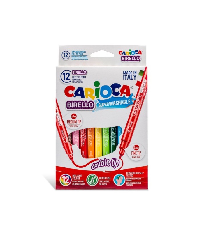 ROTULADORES BIRELLO DOBLE PUNTA CARIOCA 12 COLORES