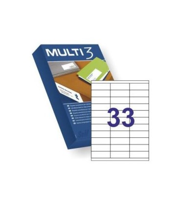 ETIQUETAS ADHESIVAS MULTI3 70x25,4 mm - PAQUETE DE 100 HOJAS