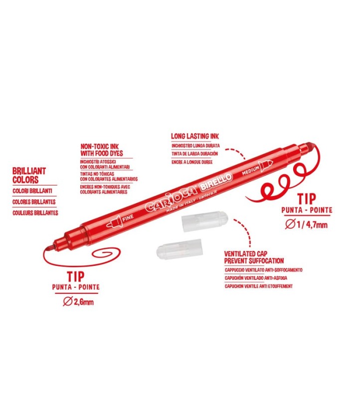 ROTULADORES BIRELLO DOBLE PUNTA CARIOCA 12 COLORES