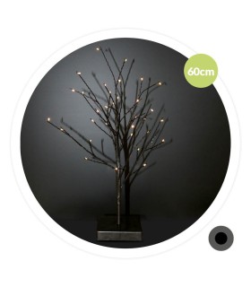 ARBOL DECORATIVO LED CUMIA GSC NEGRO 60cm - LUZ CALIDA - FUNCIONA A PILAS