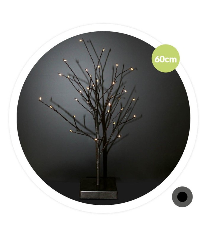 ARBOL DECORATIVO LED CUMIA GSC NEGRO 60cm - LUZ CALIDA - FUNCIONA A PILAS