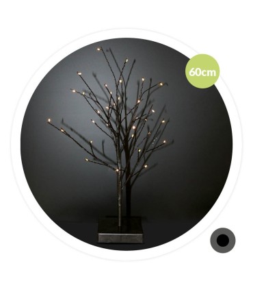ARBOL DECORATIVO LED CUMIA GSC NEGRO 60cm - LUZ CALIDA - FUNCIONA A PILAS