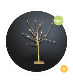 ARBOL DECORATIVO LED CUMIA GSC DORADO 40cm - LUZ CALIDA - FUNCIONA A PILAS