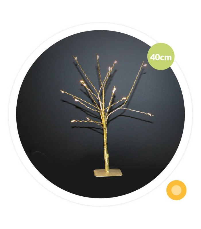 ARBOL DECORATIVO LED CUMIA GSC DORADO 40cm - LUZ CALIDA - FUNCIONA A PILAS
