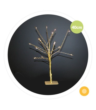ARBOL DECORATIVO LED CUMIA GSC DORADO 40cm - LUZ CALIDA - FUNCIONA A PILAS
