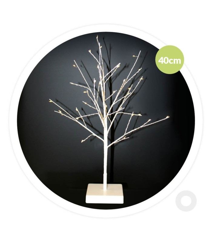 ARBOL DECORATIVO LED CUMIA GSC BLANCO 40cm - LUZ CALIDA - FUNCIONA A PILAS