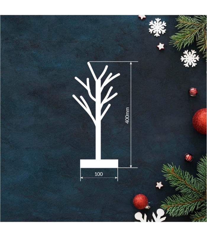 ARBOL DECORATIVO LED CUMIA GSC BLANCO 40cm - LUZ CALIDA - FUNCIONA A PILAS