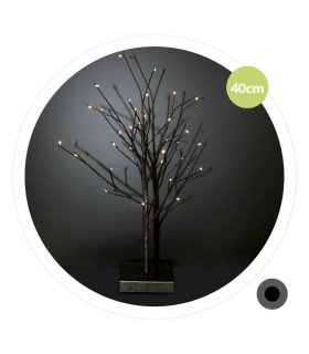 ARBOL DECORATIVO LED CUMIA GSC NEGRO 40cm - LUZ CALIDA - FUNCIONA A PILAS