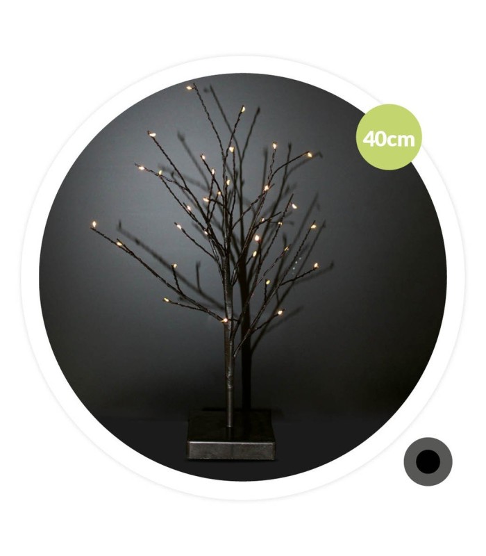 ARBOL DECORATIVO LED CUMIA GSC NEGRO 40cm - LUZ CALIDA - FUNCIONA A PILAS